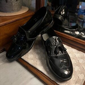 LORDWEST‎ Classic Patent Leather Dress Loafer Fringe Tassels Black Men's Size 9